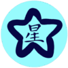 Logotipo de Mica Mihaylova com estrela azul e ideograma ao centro, sobre fundo azul claro