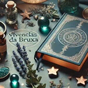 Mica Mihaylova em frente a altar mágico com velas, incensos e elementos espirituais, conduzindo ritual durante aula ao vivo semanal das Vivências da Bruxa Mística