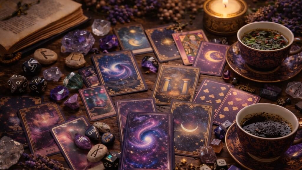 Métodos oraculares da Bruxa Mística — tarot, runas, cartomancia e outros sistemas divinatórios